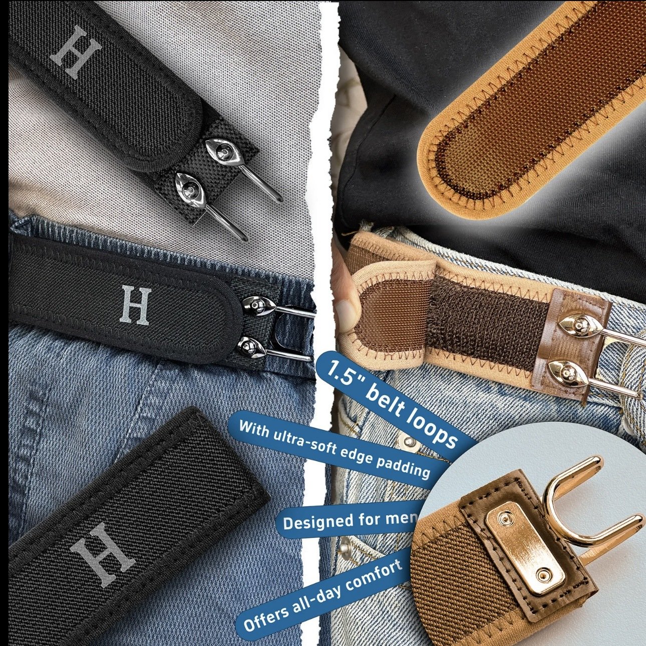 🔥 Tactical Metal Hook Elastic Belt (Unisex) - No Buckle Invisible Design 🔥 | Soft Adjustable Side | 🚨SALE ENDS SOON🚨 - PACK OF 2 @ 599/-