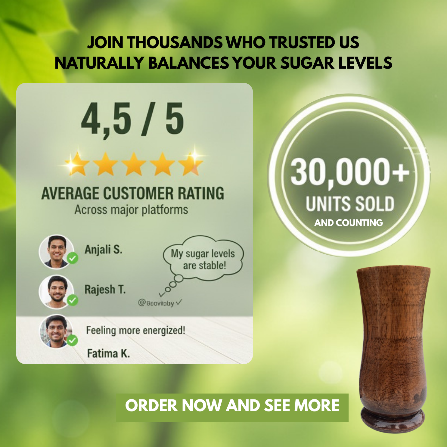 🔥Sugar Balance Wooden Water Glass🔥 | Natural Sugar Solution | Flash Sale 50% OFF! | 🚨Limited Stock Available🚨