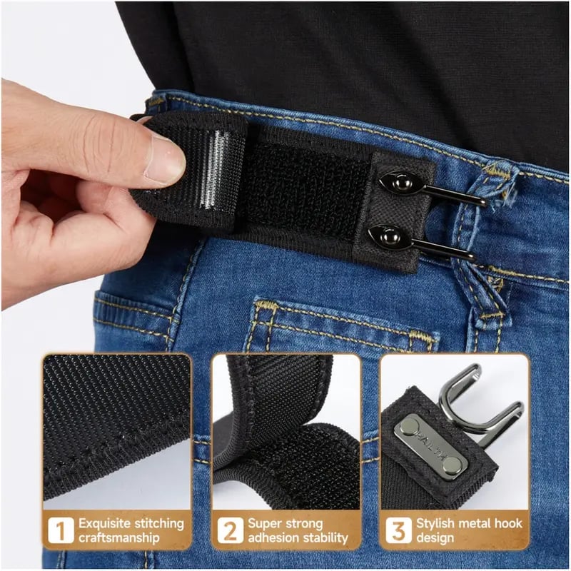 🔥 Tactical Metal Hook Elastic Belt (Unisex) - No Buckle Invisible Design 🔥 | Soft Adjustable Side | 🚨SALE ENDS SOON🚨 - PACK OF 2 @ 599/-